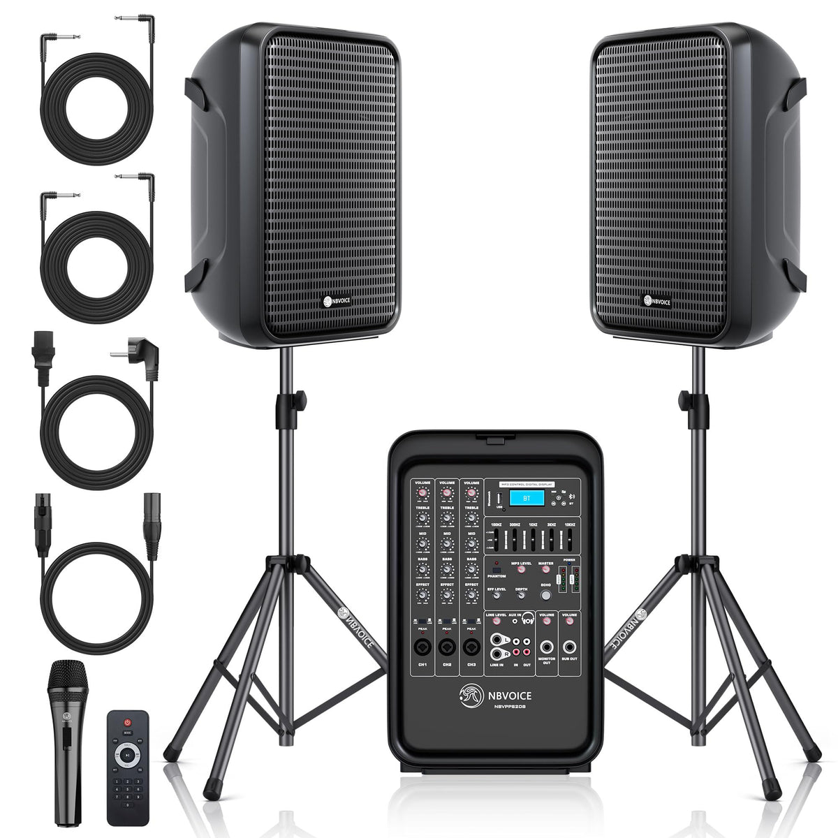 Portable All-in-One 2-Way PA System with 8-Channel Mixer B743