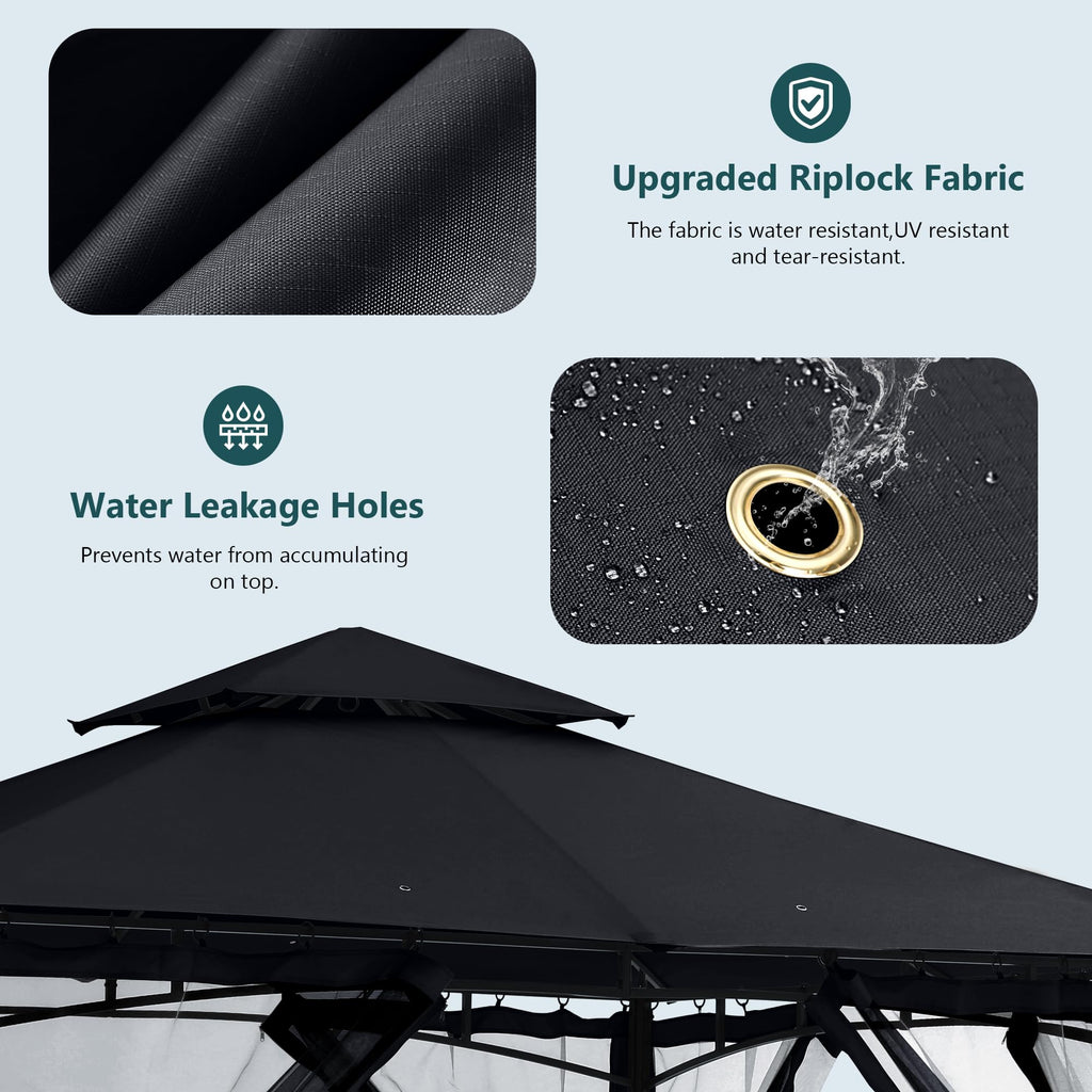 10x12 ft Heavy Duty Patio Gazebo with Netting Walls U7206