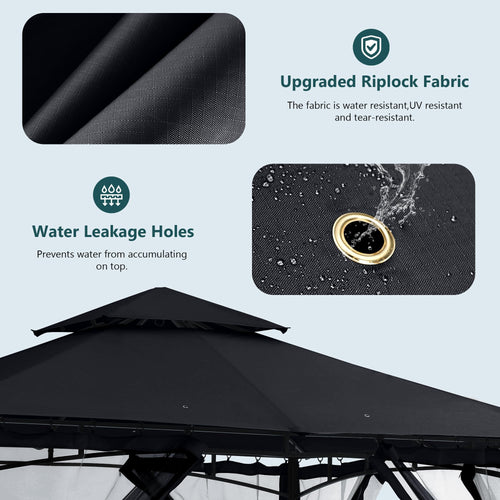 10x12 ft Heavy Duty Patio Gazebo with Netting Walls U7206