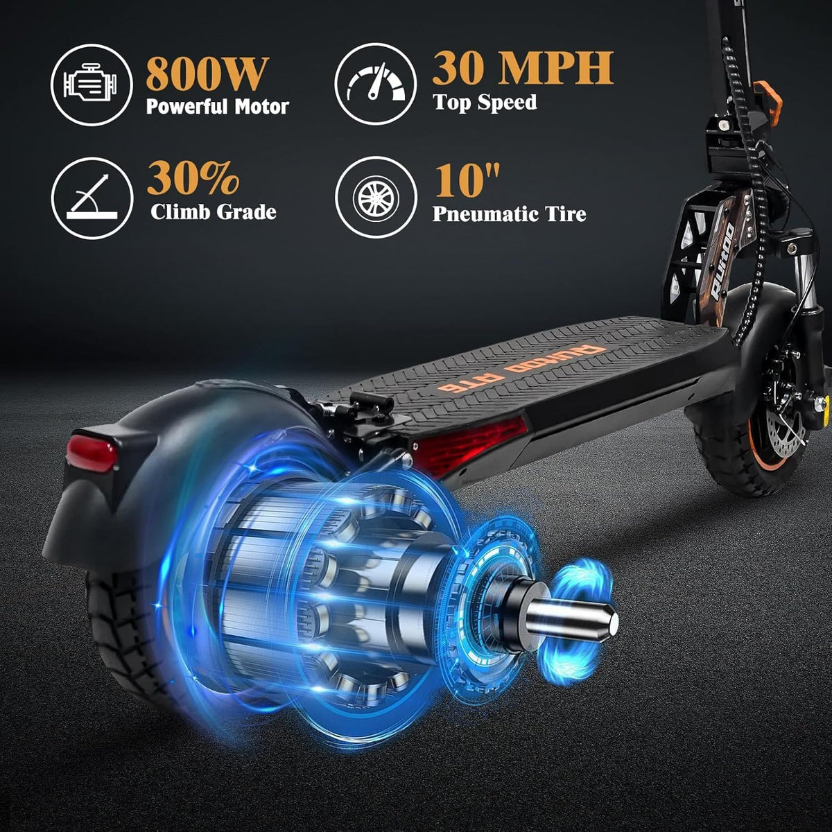 800W 35 Miles 30 MPH 10" Off-Road Folding Electric Scooter M5007