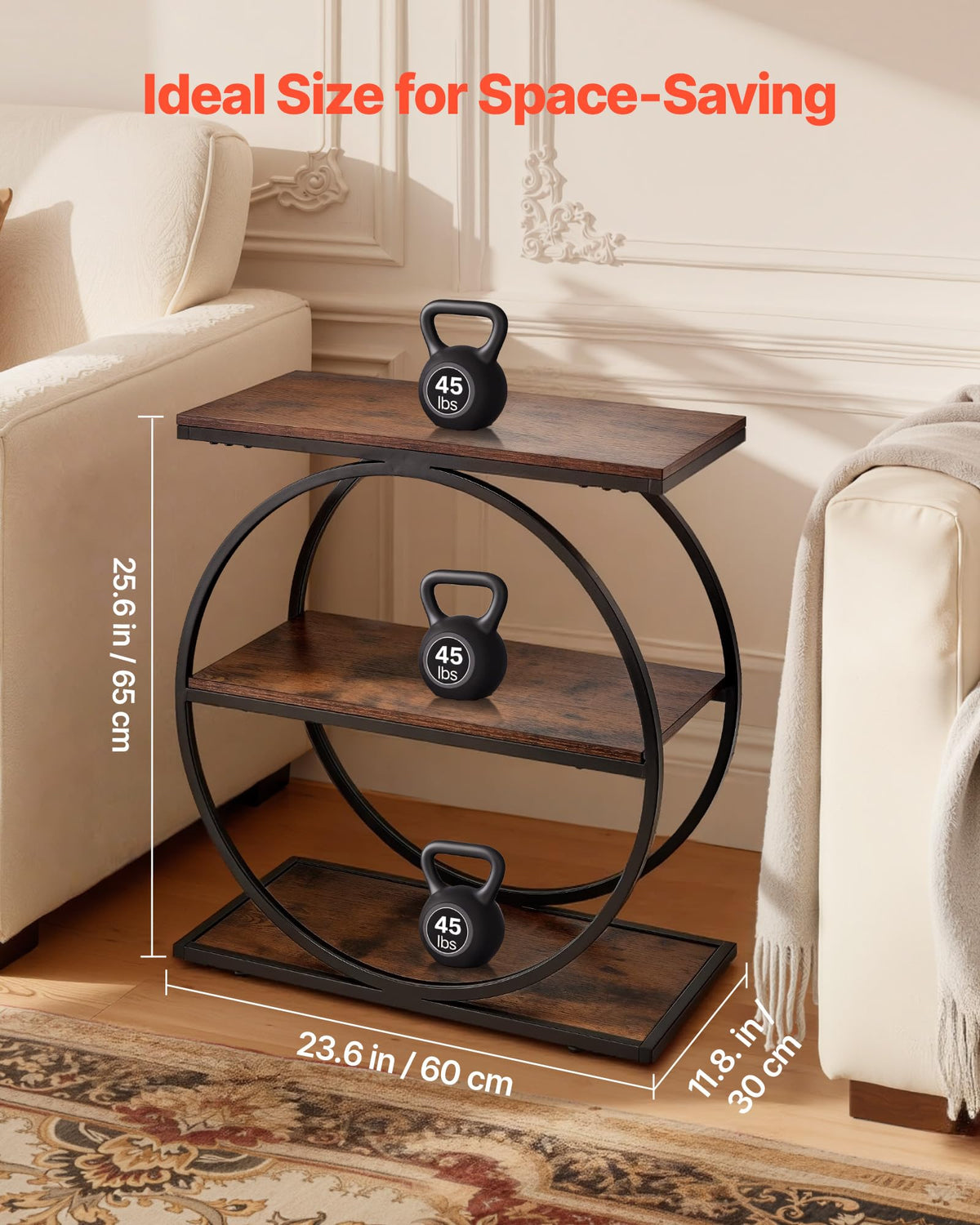 3-Tier Narrow Side Table with Open Storage Shelves M104