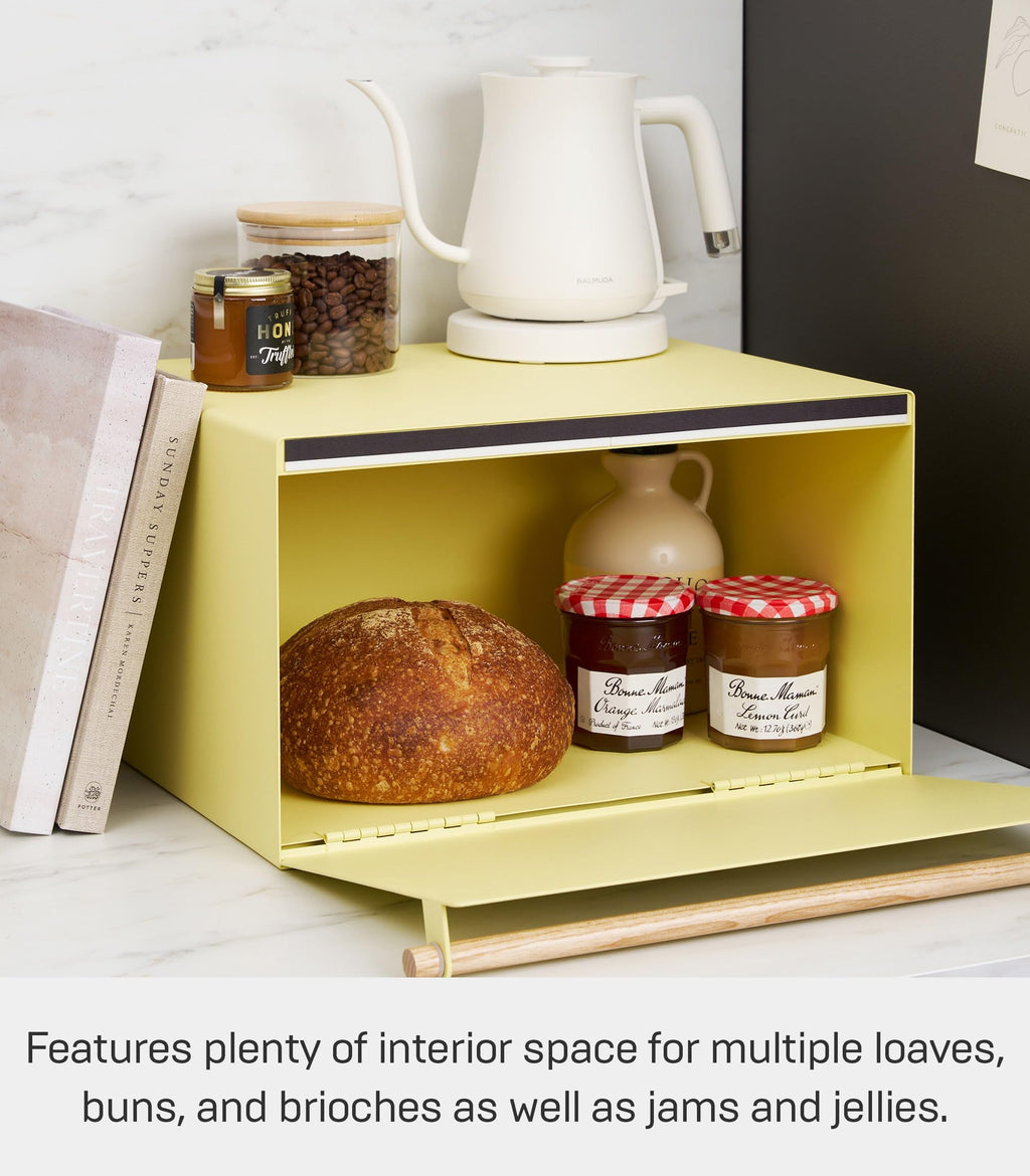 Large Yellow Steel Wood Bread Box I71896