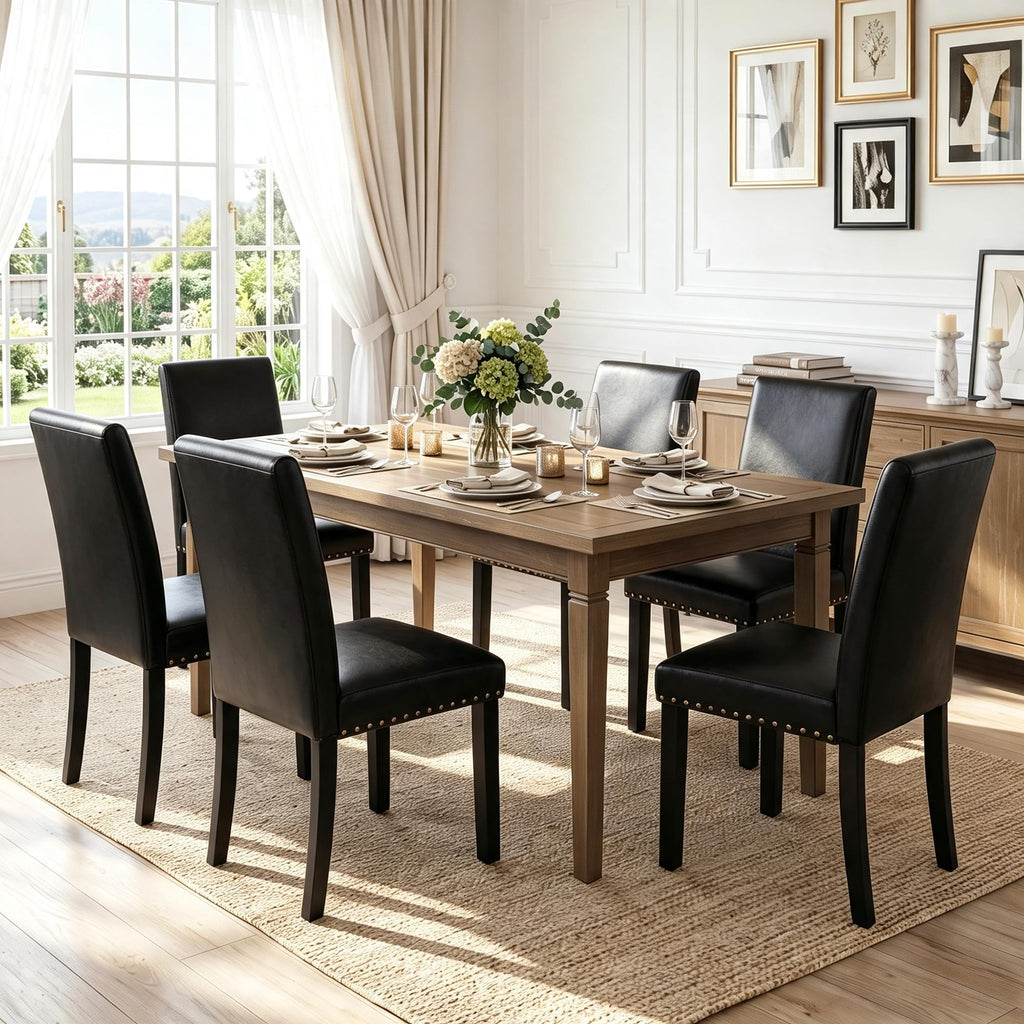 Black PU Leather Dining Chairs Set of 6 C6883