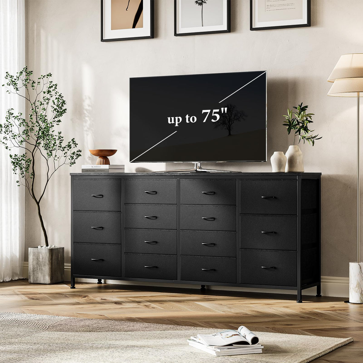Black 14 Drawer Dresser TV Stand L829351