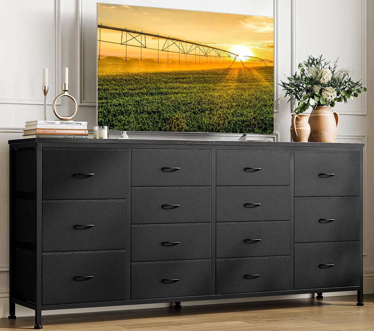 Black 14 Drawer Dresser TV Stand L829351
