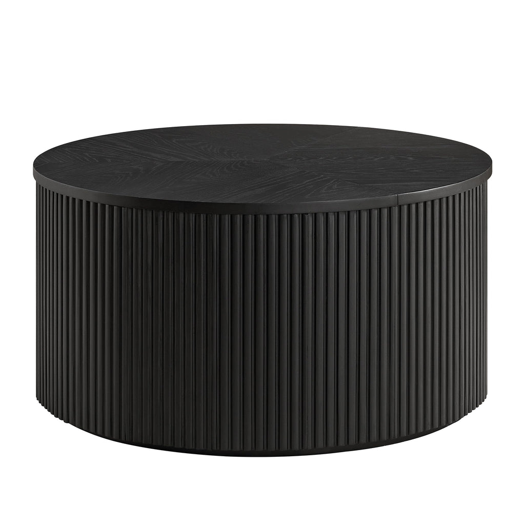 Black Fluted Round Coffee Table U78765
