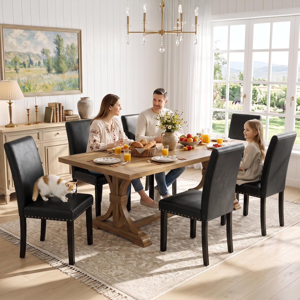 Black PU Leather Dining Chairs Set of 6 C6883
