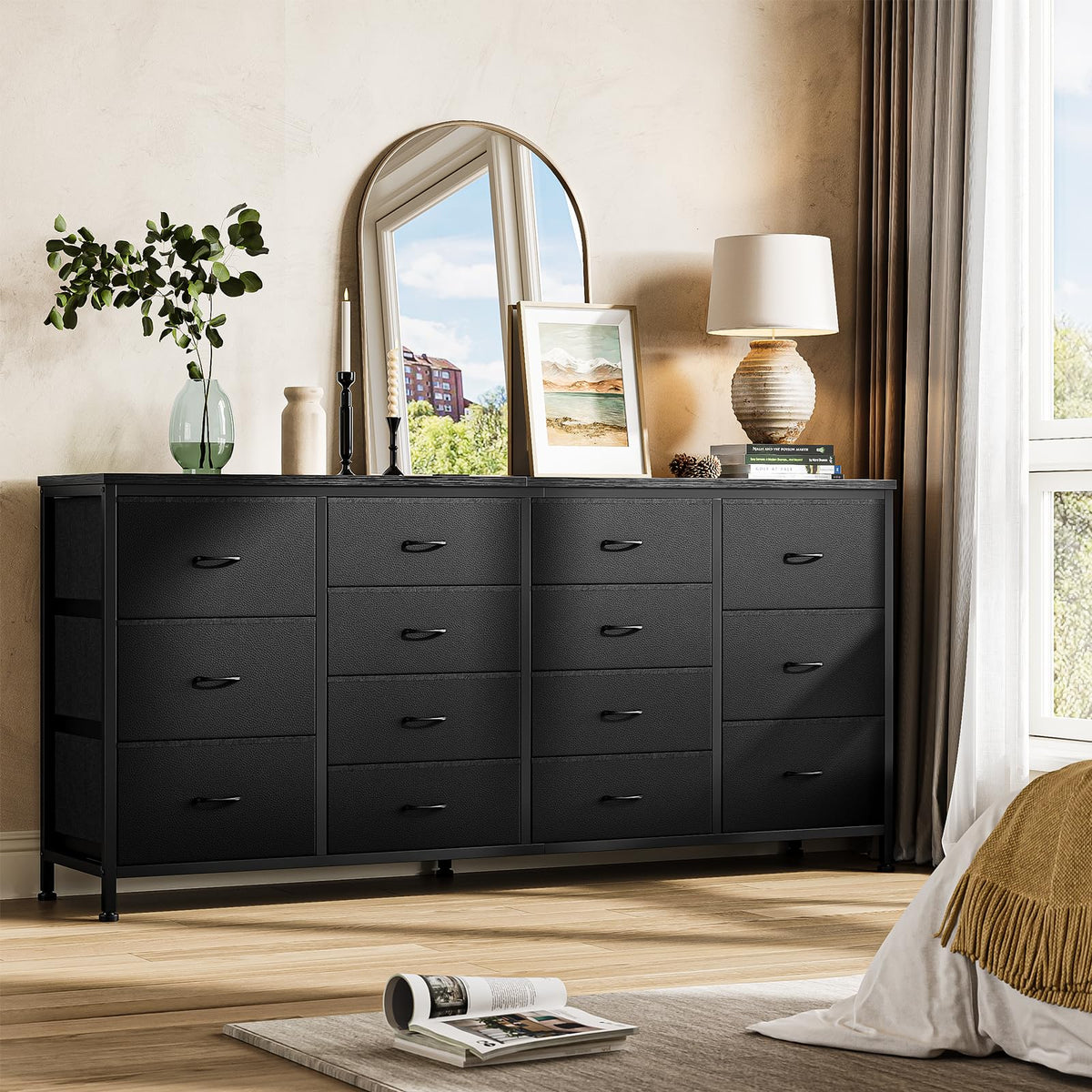 Black 14 Drawer Dresser TV Stand L829351