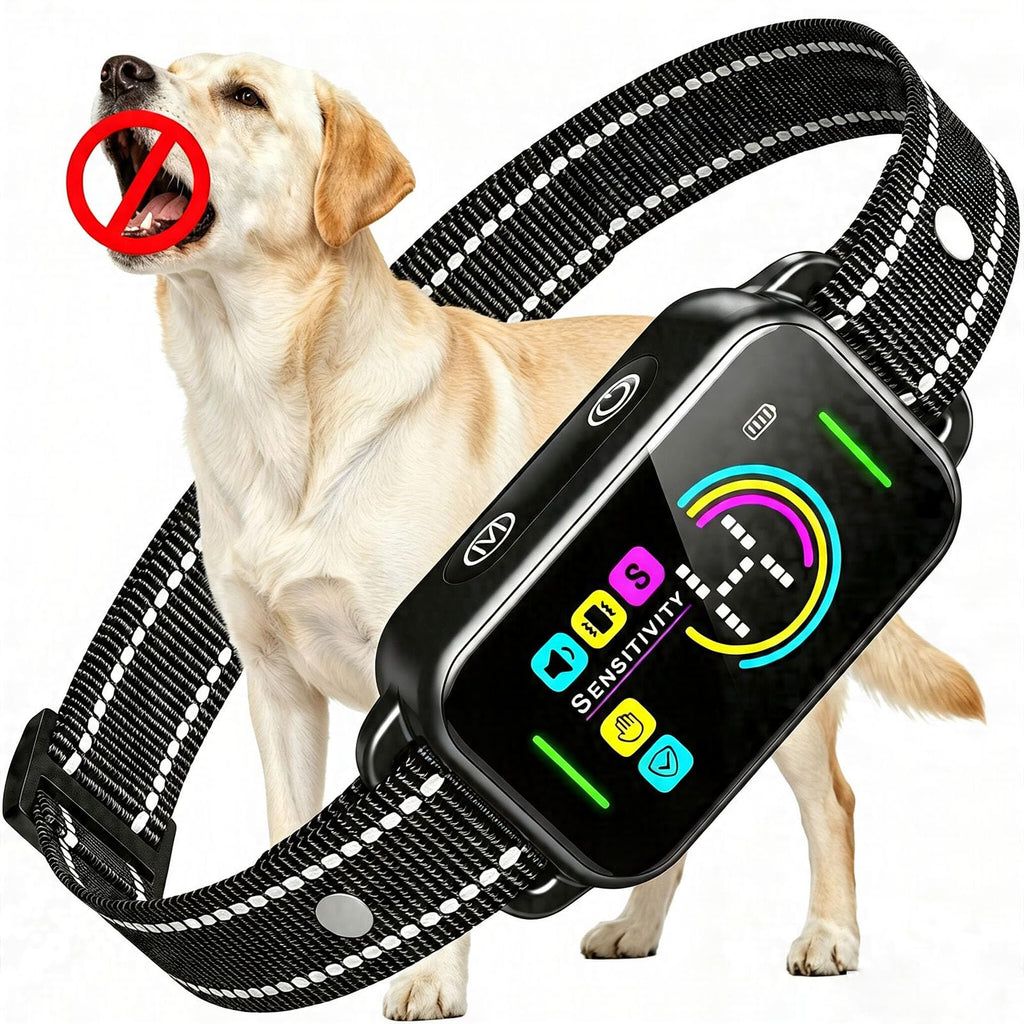 Smart AI Bark Collar with Beep Vibration IP67 Waterproof Jet Black U653