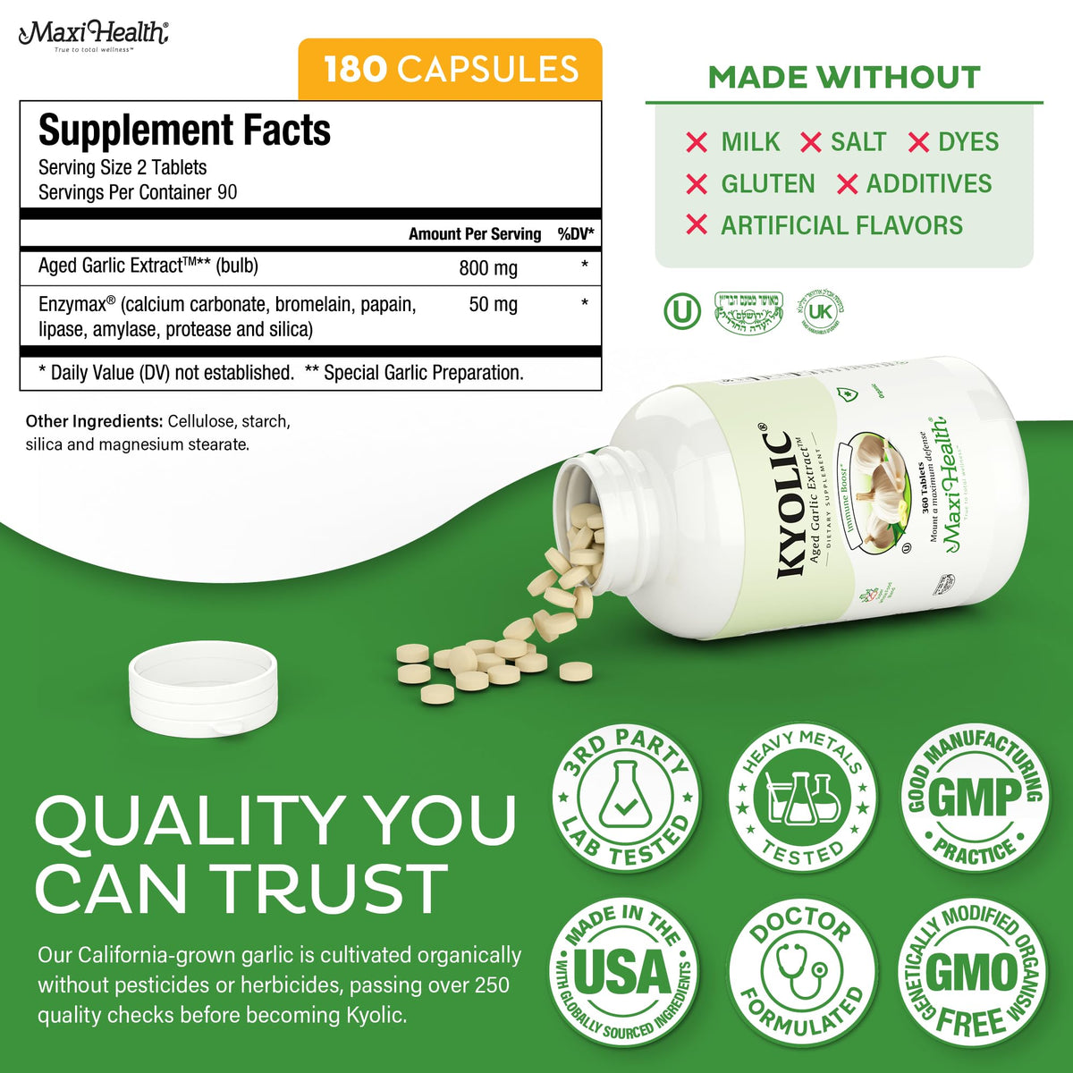 Aged Garlic Extract Supplement 180 Count S21154