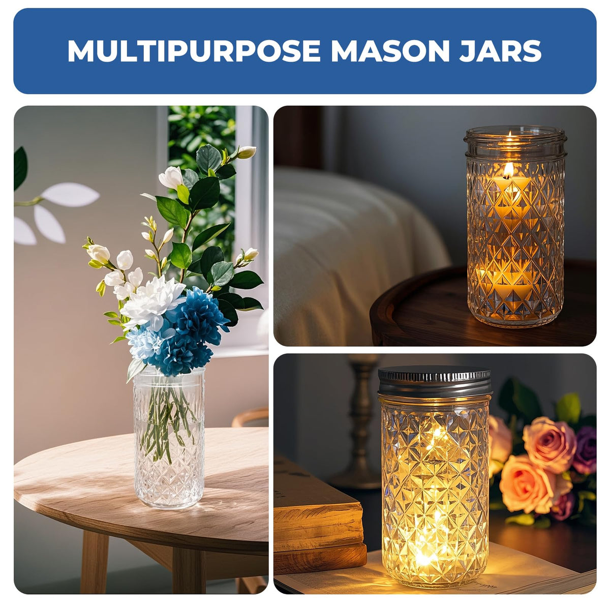 12 oz Regular Mouth Glass Mason Jar 15 Pack Y415