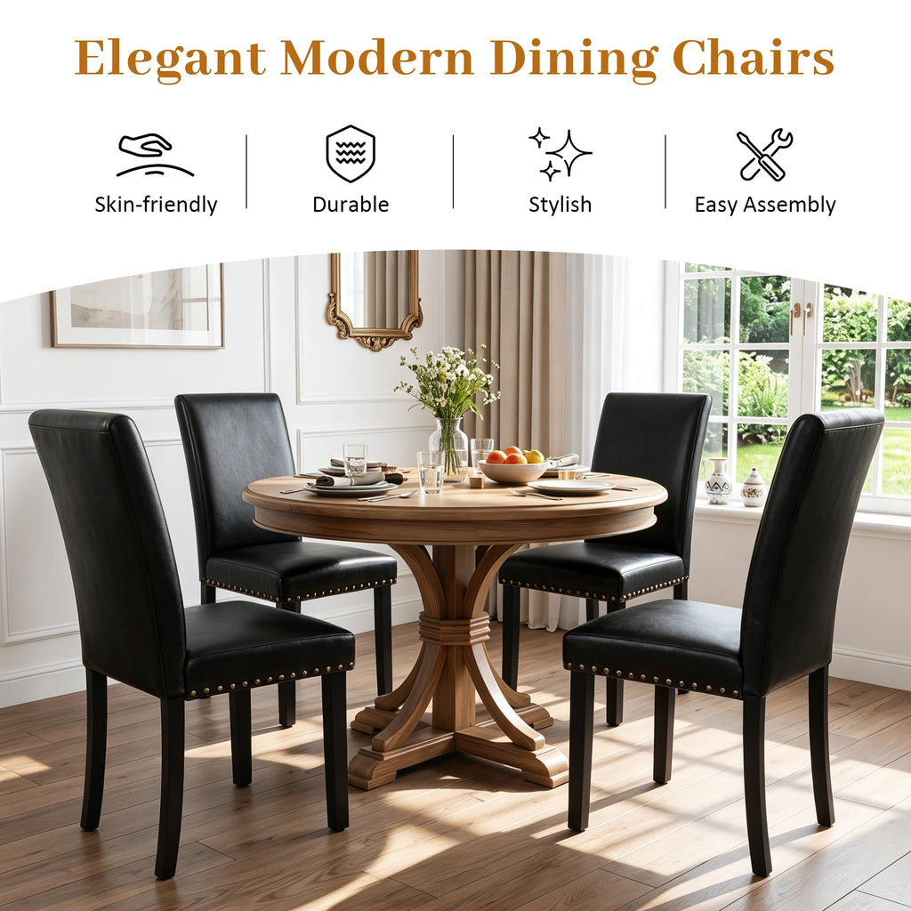 Black PU Leather Dining Chairs Set of 6 C6883