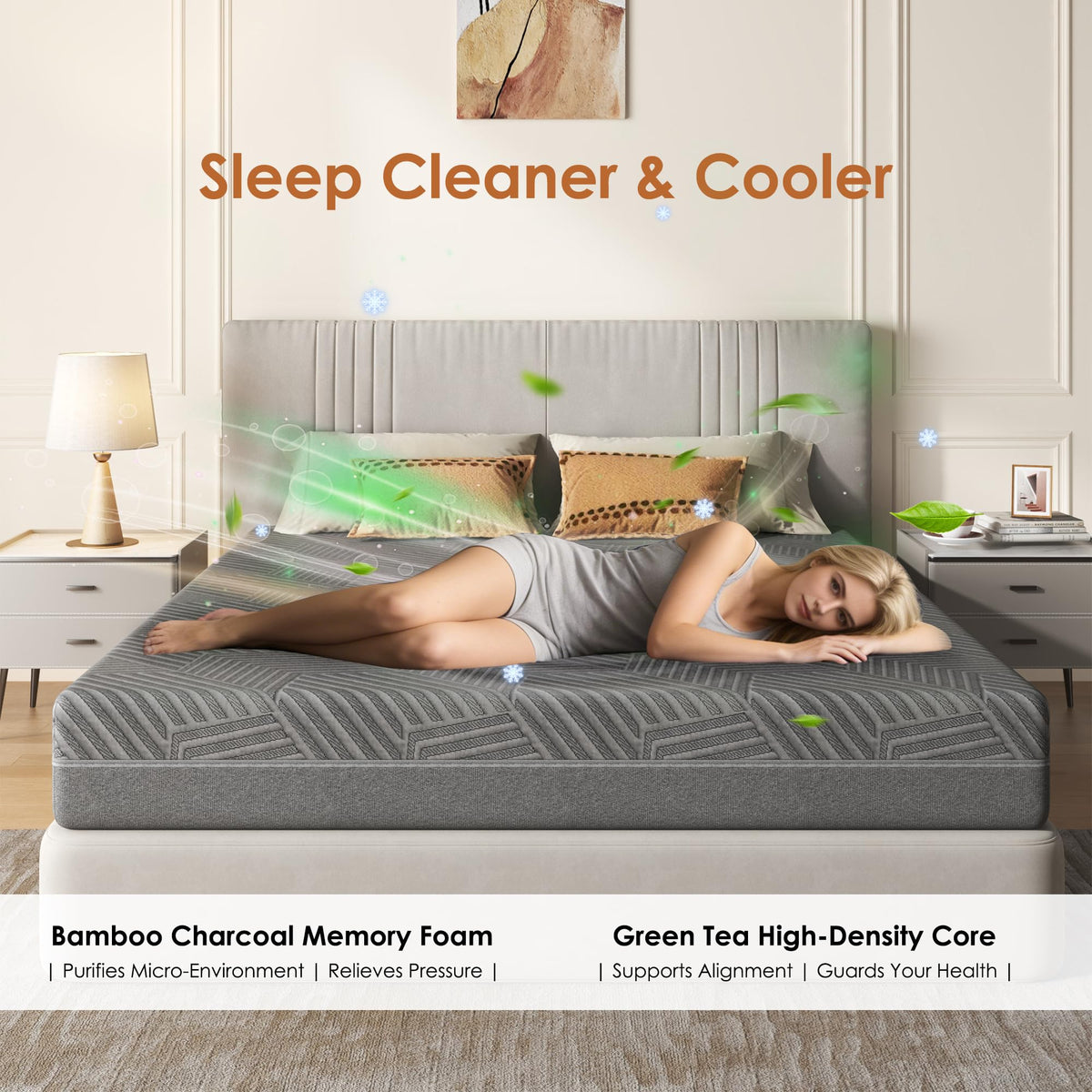 5 inch Bamboo Charcoal Gel Memory Foam Full Size Mattress Y977