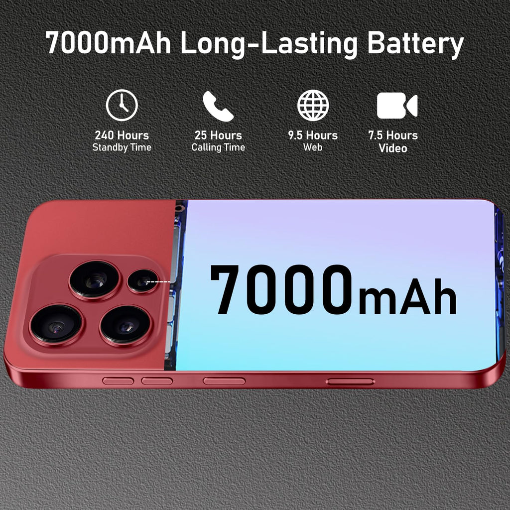 Unlocked Cell Phone 16+512GB Android 14 Wine Red F375
