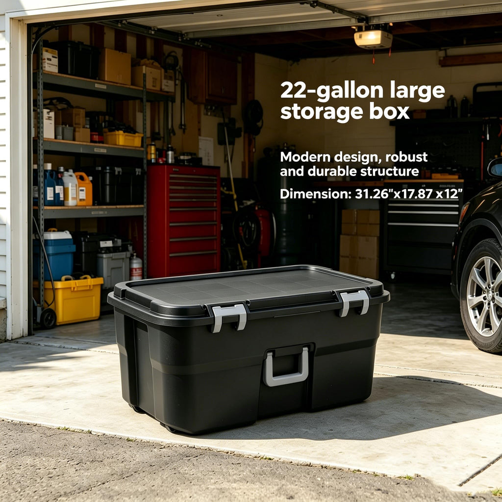 Black 22 Gal Wheeled Polypropylene Storage Trunk Y204432