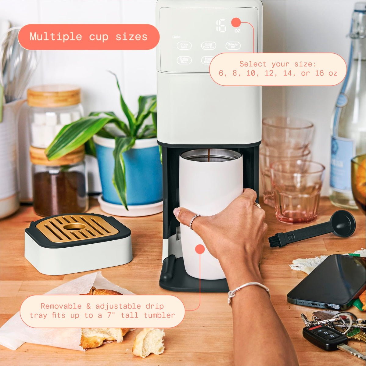 Single Serve Coffee Maker with Burr Grinder T2187