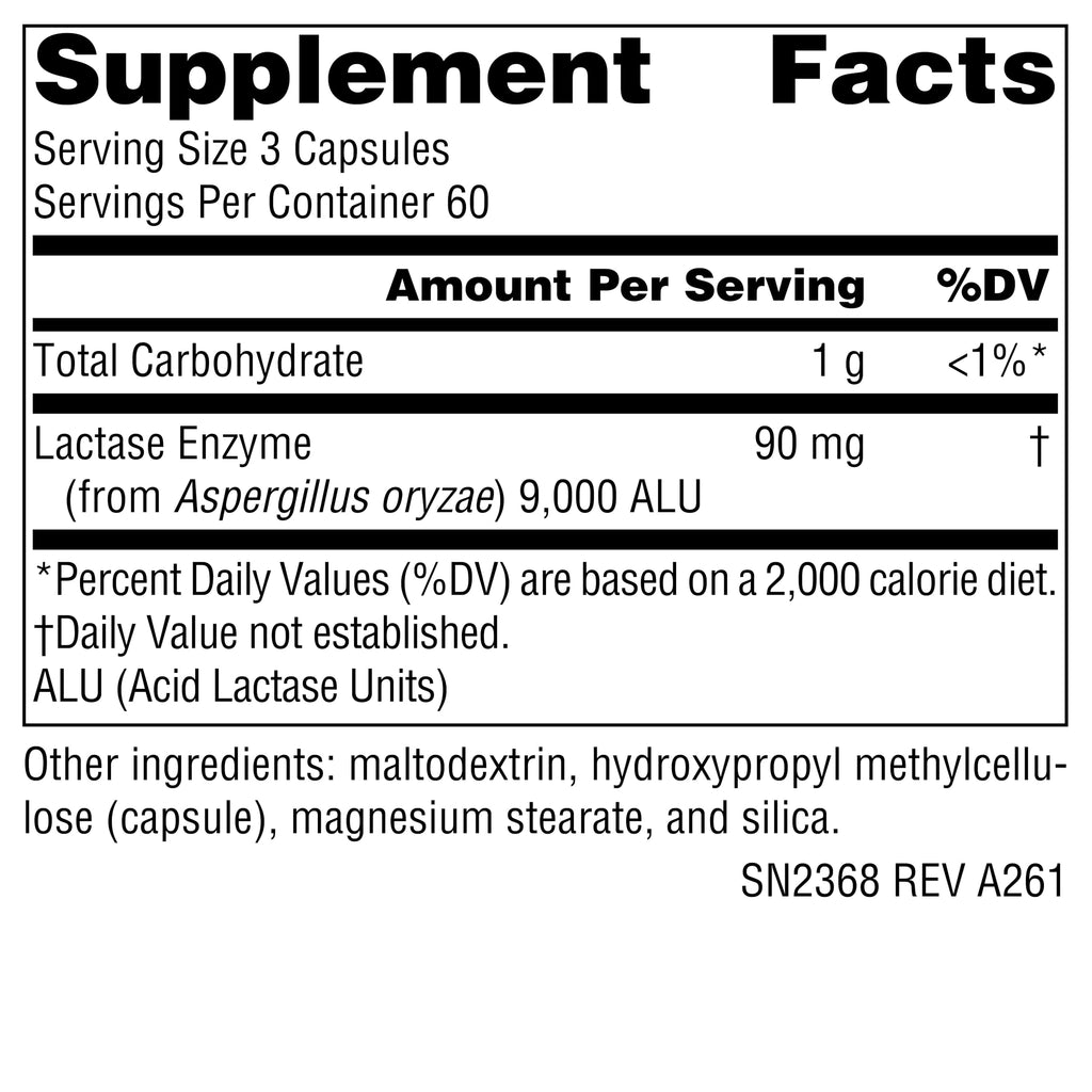 Lactase Digest 180 Vegetarian Capsules G154