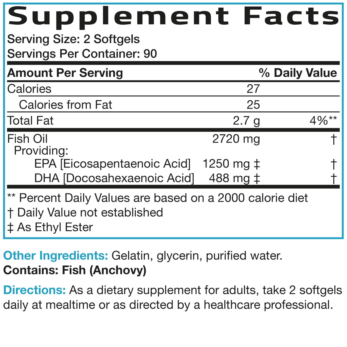 Omega-3 Fish Oil 2720 mg 180 Softgels D671
