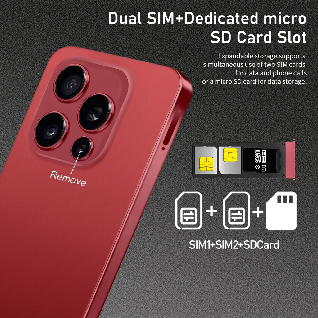 Unlocked Cell Phone 16+512GB Android 14 Wine Red F375