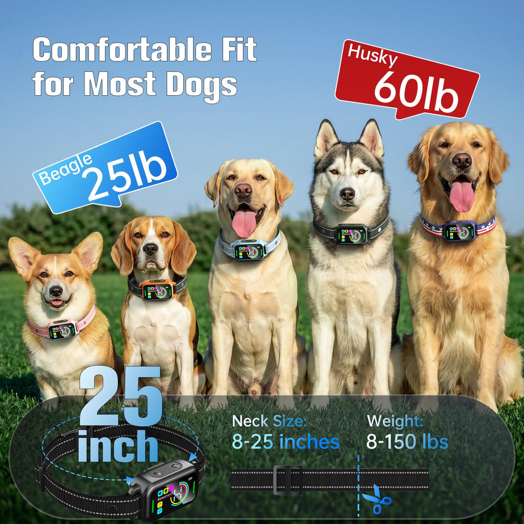 Smart AI Bark Collar with Beep Vibration IP67 Waterproof Jet Black U653
