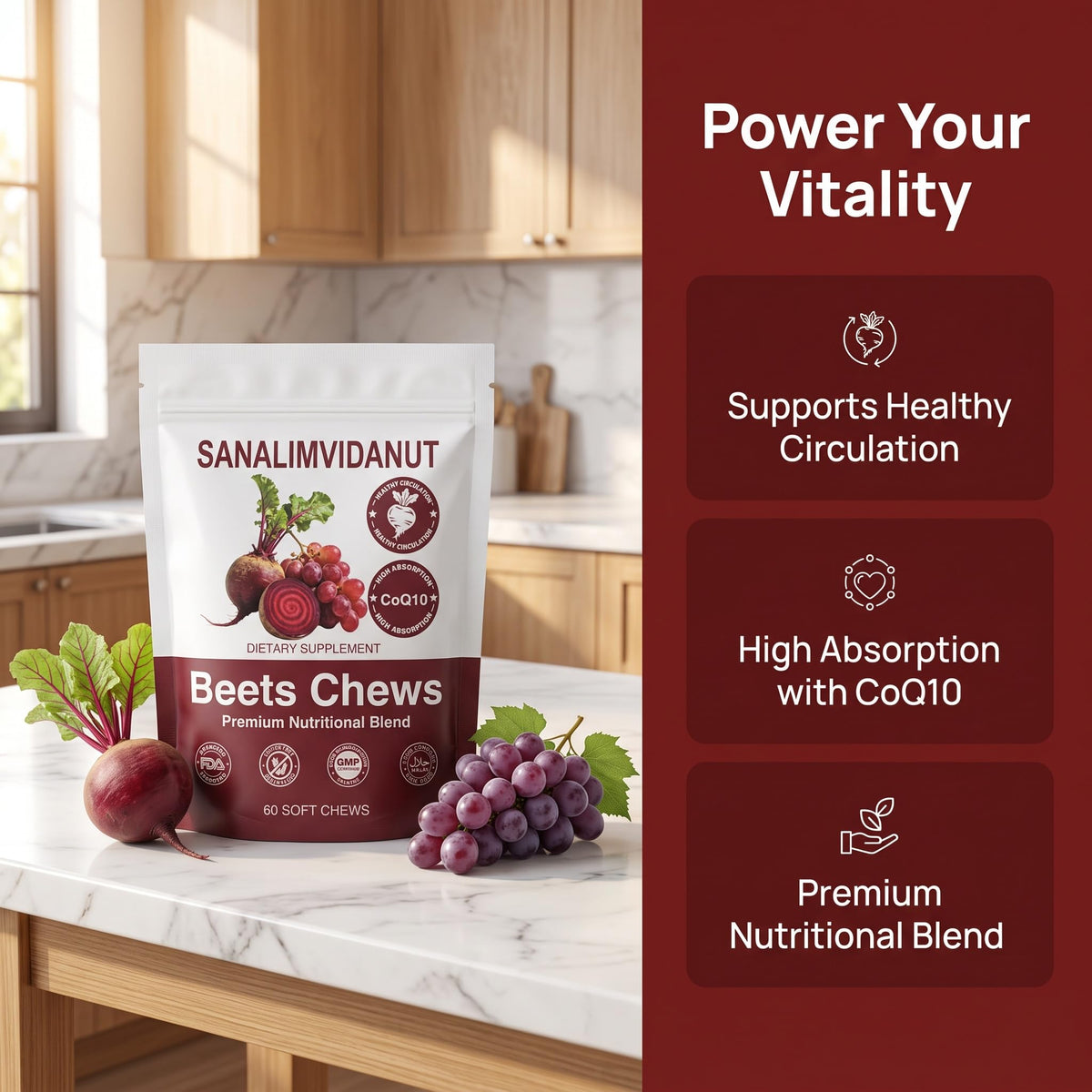 Beet Chews 4-in-1, 60 Count K594