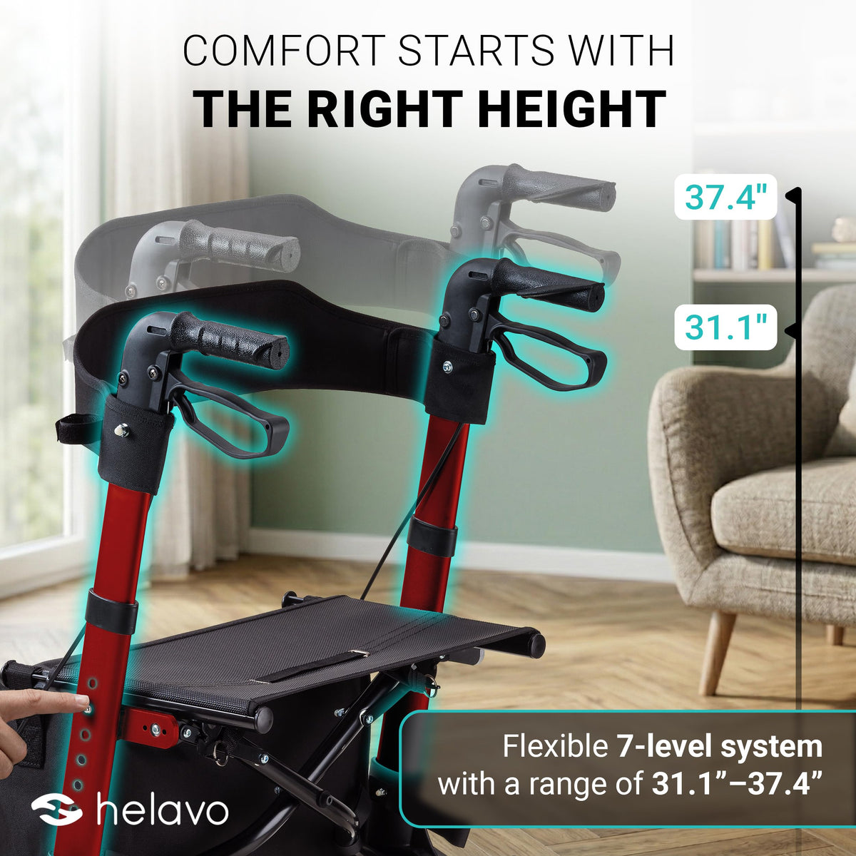 Foldable Lightweight Rollator Walker with Seat G474018