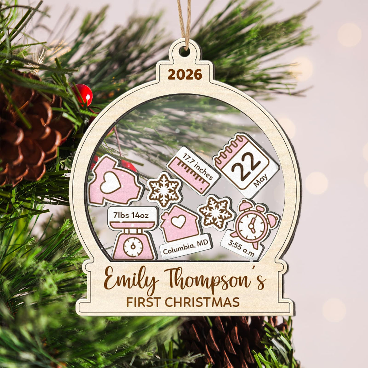 Baby's First Christmas Ornament 2026 Spherical W25704