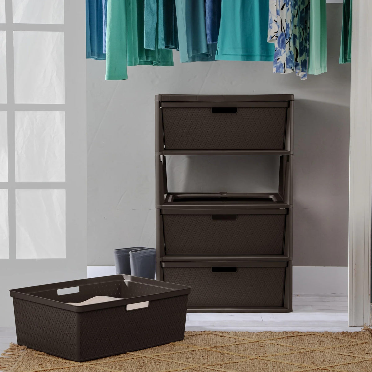 Dark Brown 4 Drawer Plastic Drawer Tower Z33770