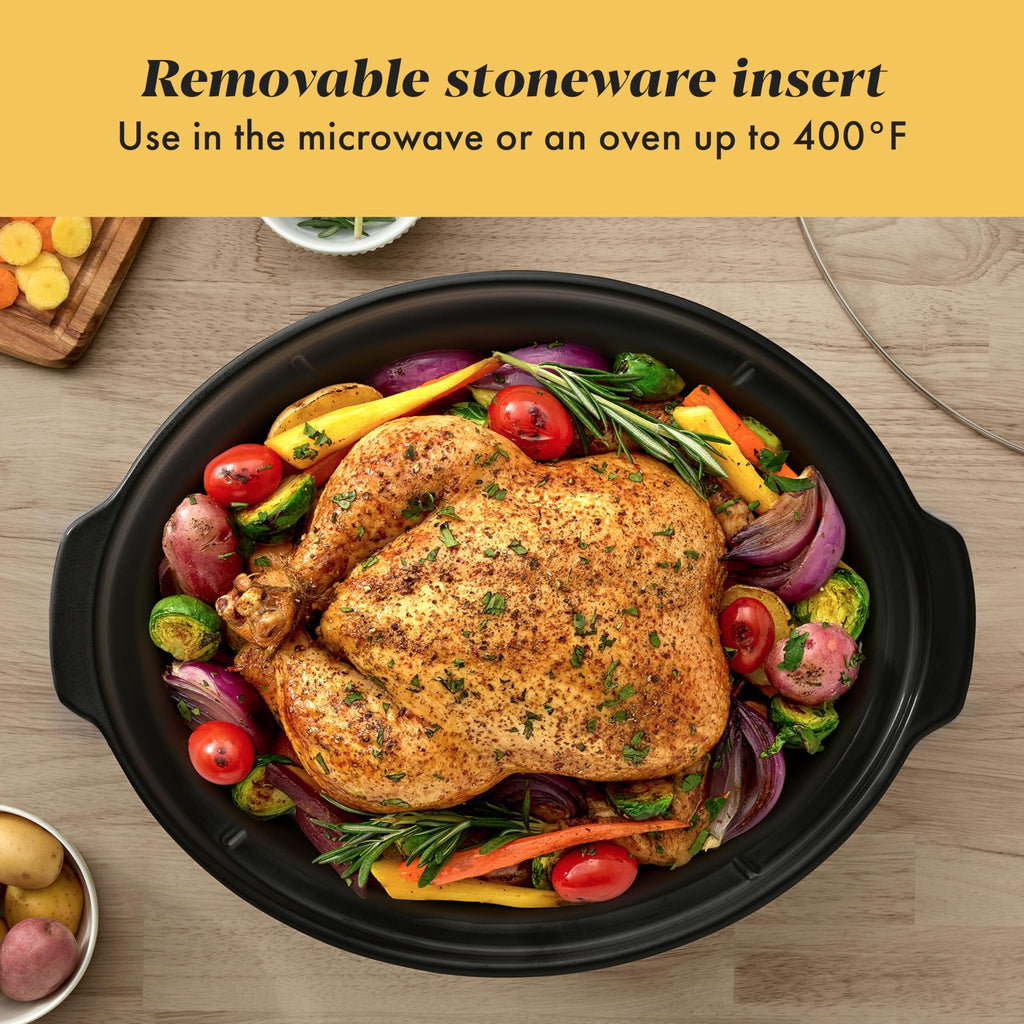 7-Quart Manual Slow Cooker, Family Size, Removable Stoneware, Dishwasher Safe, Stainless Steel P424445