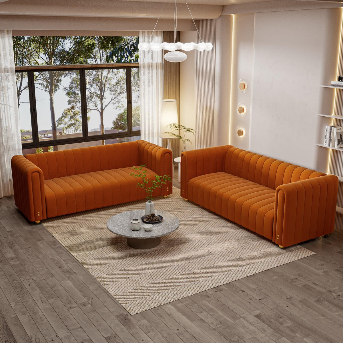 Velvet Sofa Set with Gold Metal Legs K416816