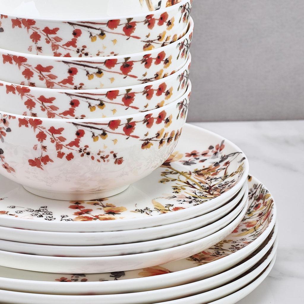 12 Piece Floral Bone China Dinnerware Set G9642