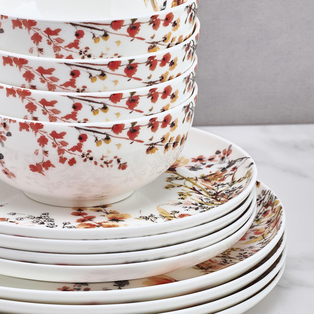 12 Piece Floral Bone China Dinnerware Set G9642
