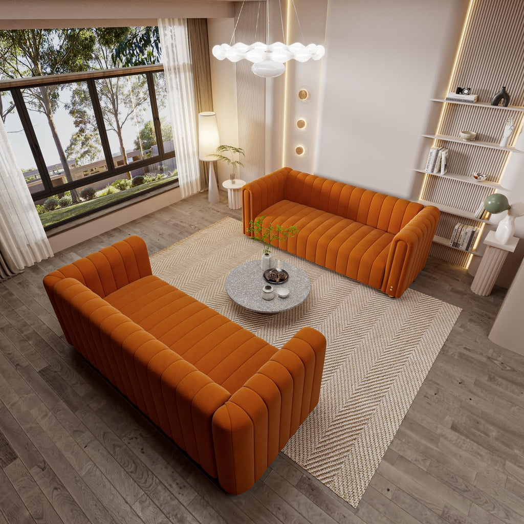 Velvet Sofa Set with Gold Metal Legs K416816