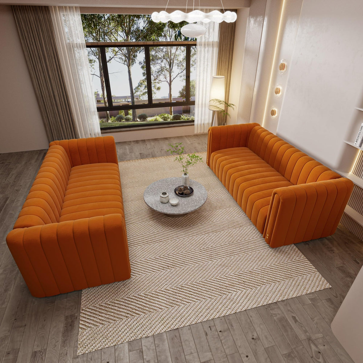 Velvet Sofa Set with Gold Metal Legs K416816