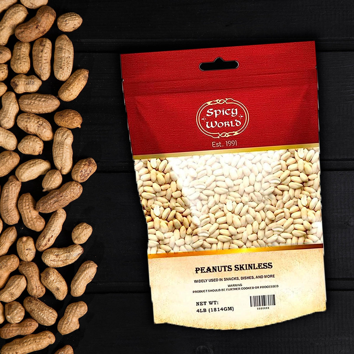 Blanched Raw Unsalted Skinless Peanuts 4 Pound C140892