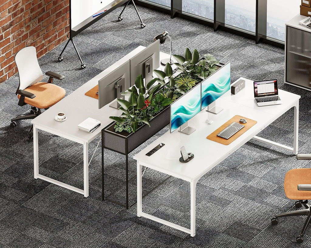 71 Inch White Computer Desk with USB Ports K20562