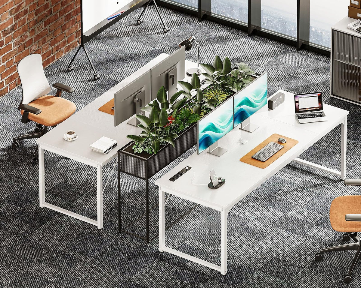 71 Inch White Computer Desk with USB Ports K20562