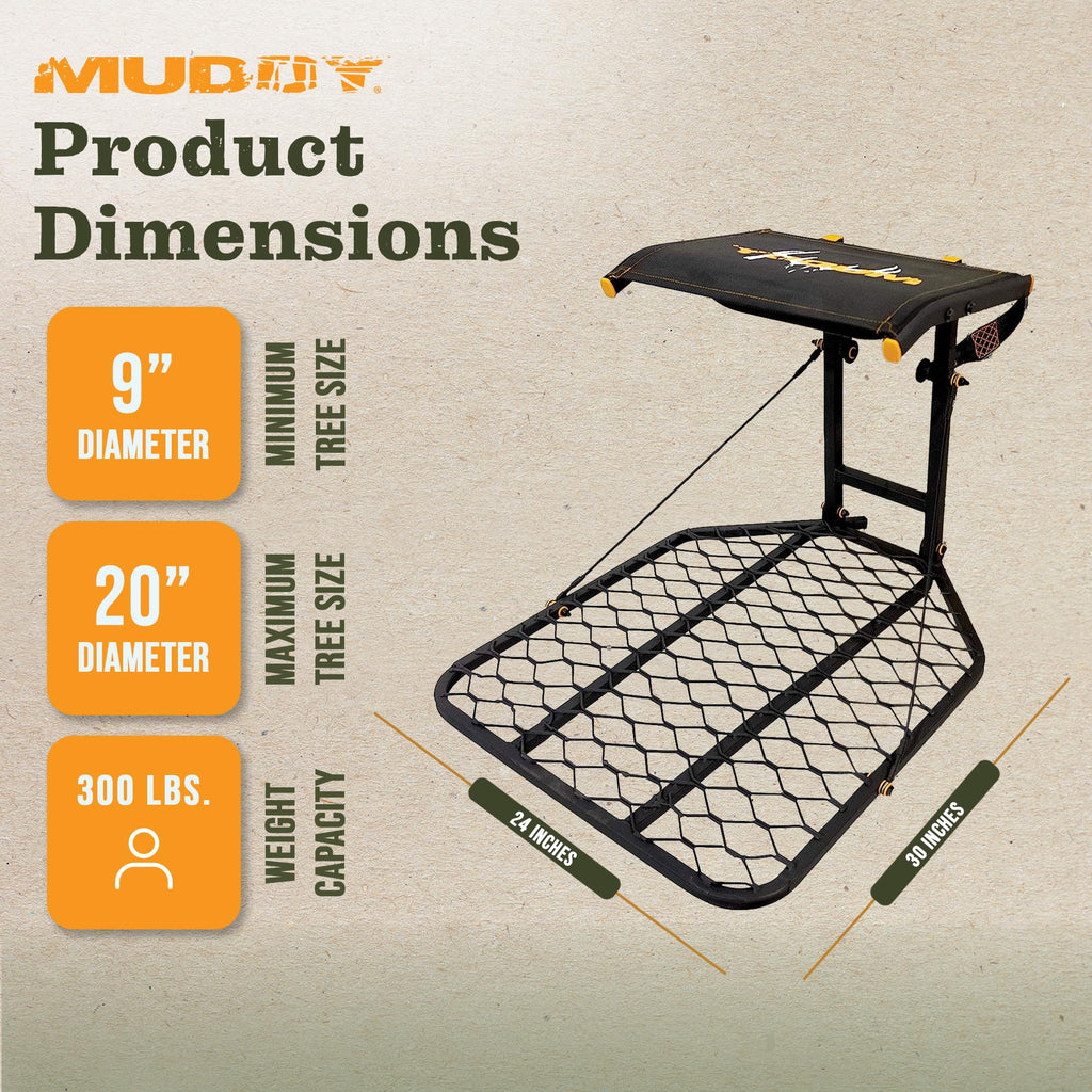 1-Person Tree Stand Platform & Set of 3 Climbing Sticks with Fold-Up Steps W472275