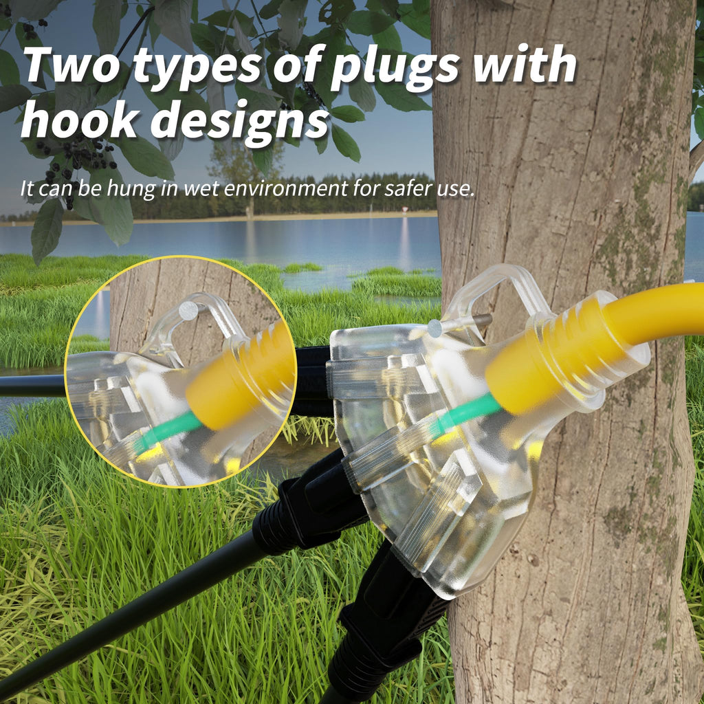 100 FT 12 Gauge Yellow Heavy Duty Outdoor Extension Cord Waterproof G215
