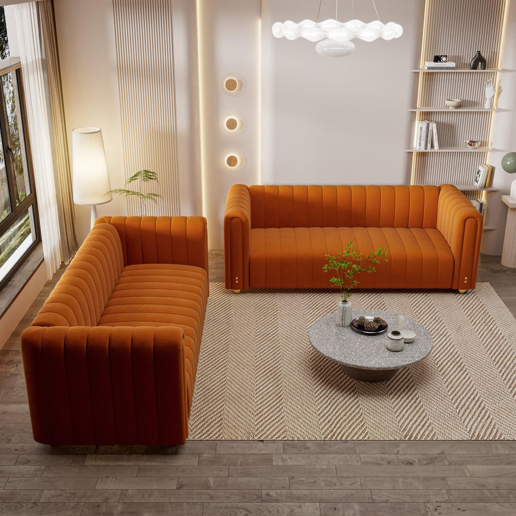 Velvet Sofa Set with Gold Metal Legs K416816