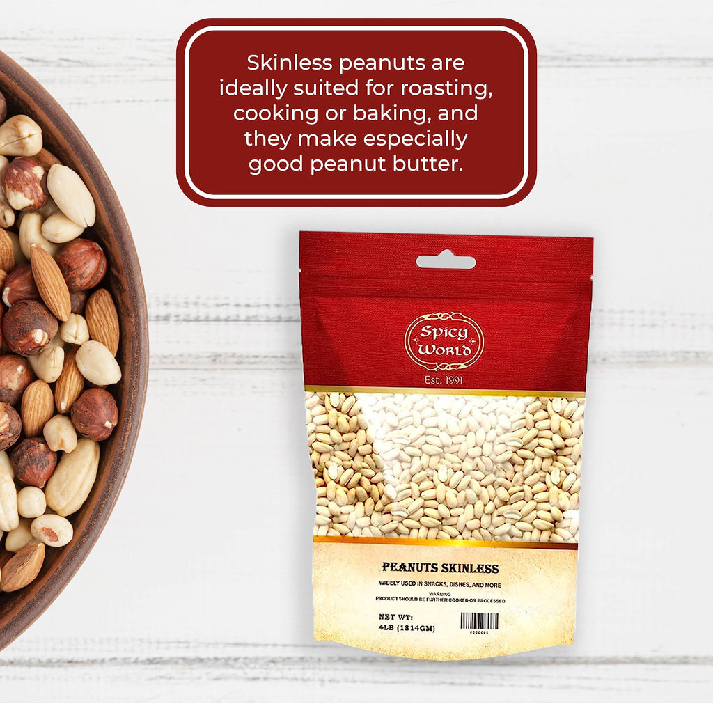 Blanched Raw Unsalted Skinless Peanuts 4 Pound C140892