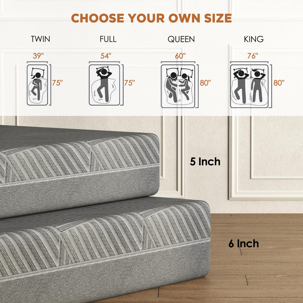 5 inch Bamboo Charcoal Gel Memory Foam Full Size Mattress Y977