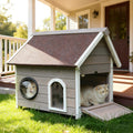 Wooden Elevated Outdoor Cat House Y438119