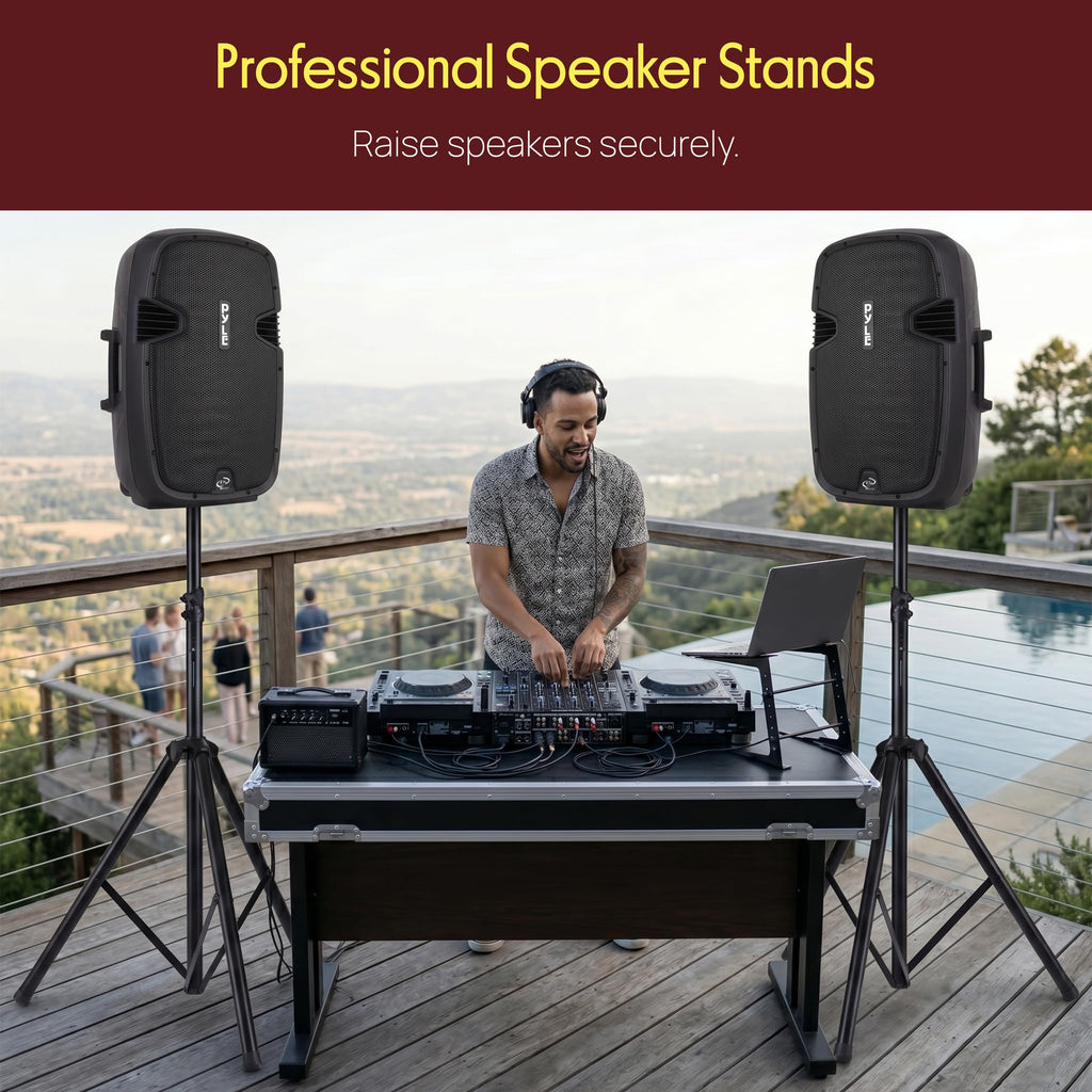 Black Dual Speaker Stand Kit with Storage Bag D867