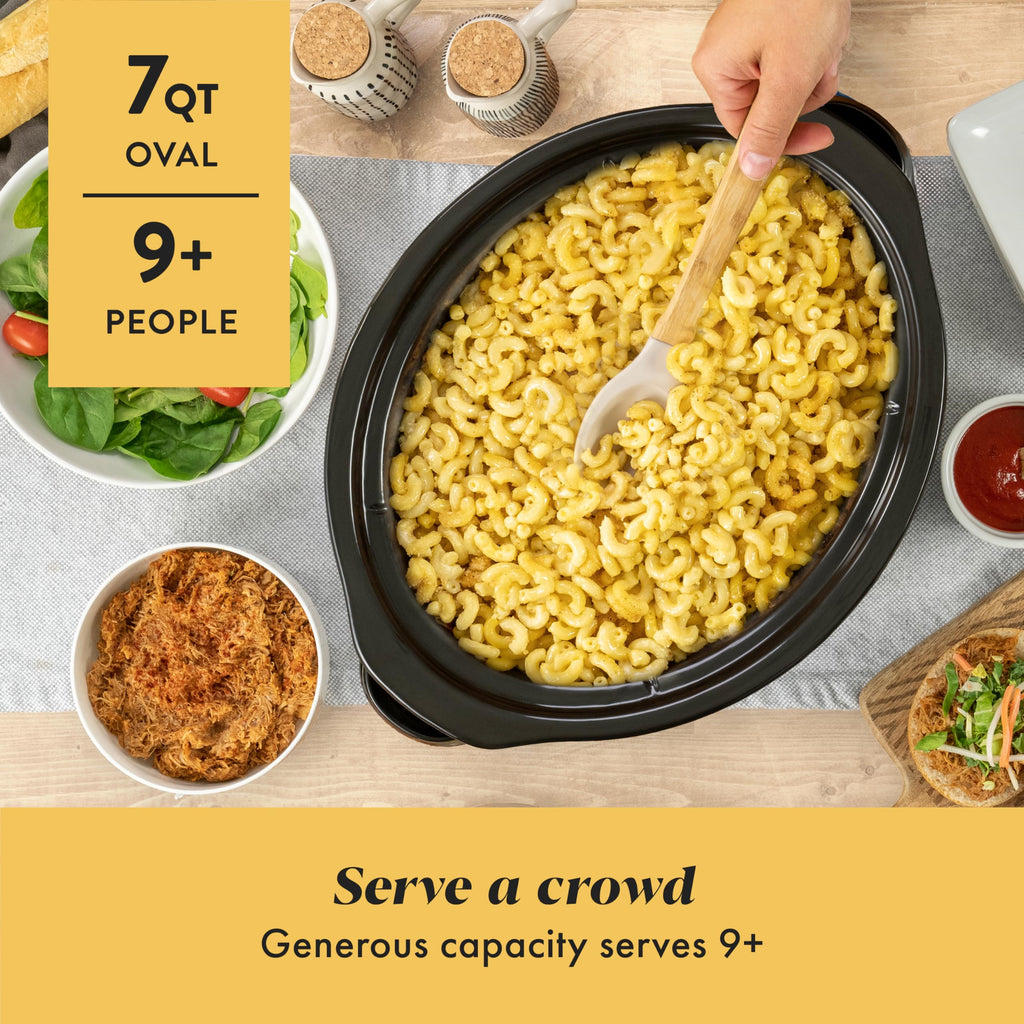7-Quart Manual Slow Cooker, Family Size, Removable Stoneware, Dishwasher Safe, Stainless Steel P424445