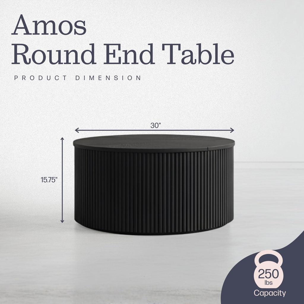 Black Fluted Round Coffee Table U78765