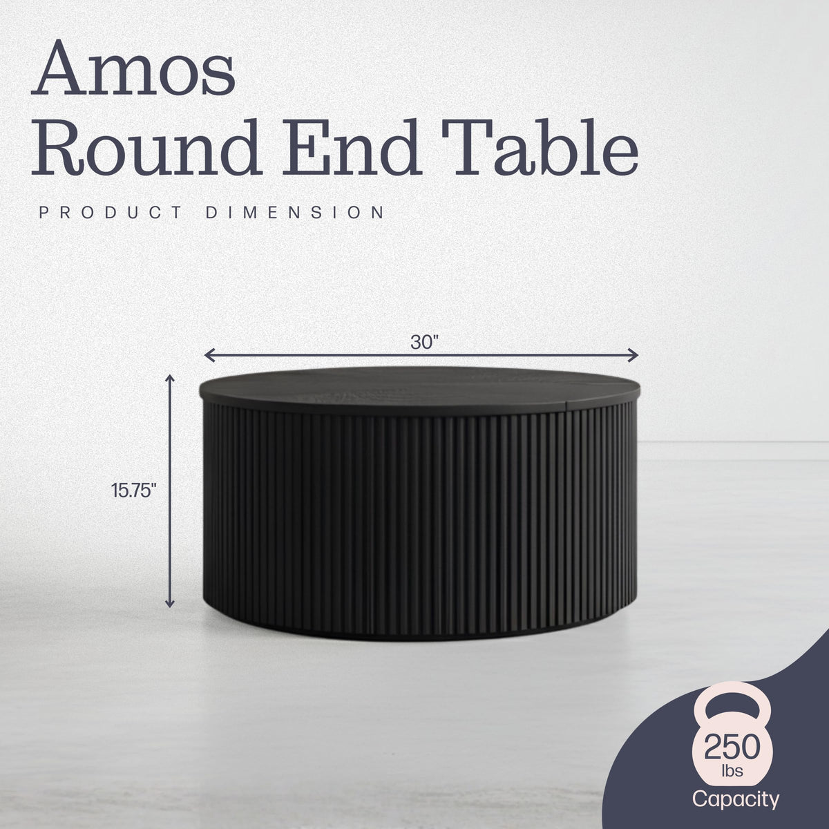 Black Fluted Round Coffee Table U78765