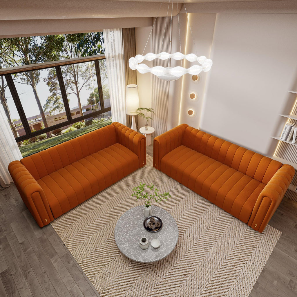 Velvet Sofa Set with Gold Metal Legs K416816
